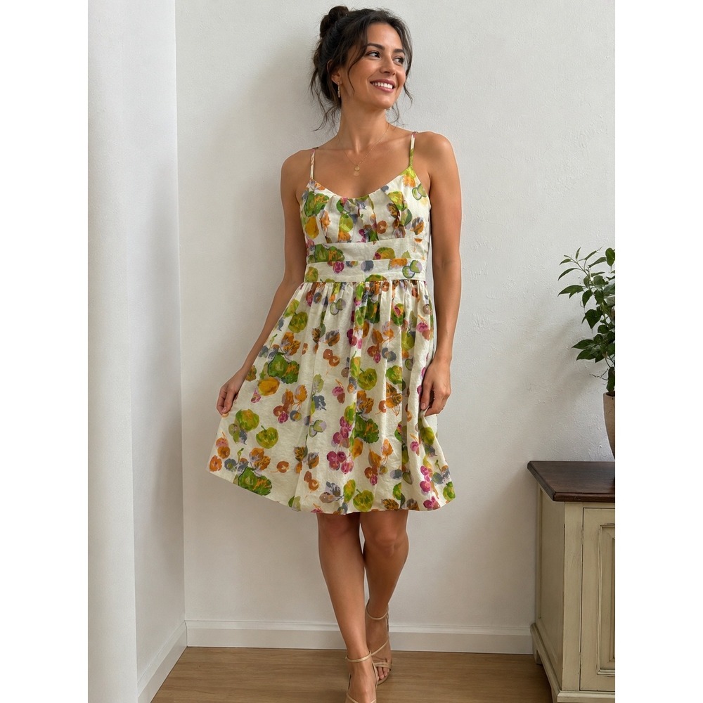 London Times Women Multi Color Floral Cotton Fit & Flare Dress Size 2 Sleeveless
